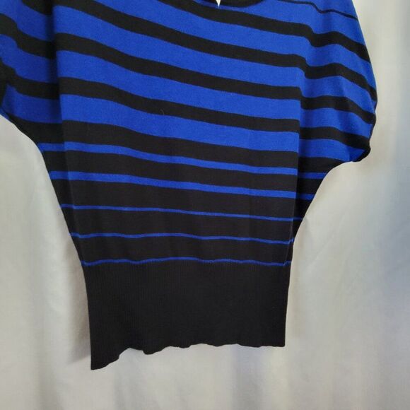 Pina Rossi Small Sweater Colored stripes Blue Black stretchy soft Rayon euc - Picture 4 of 8